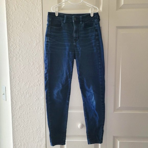 High-Waisted, Deep Blue Skinny Jeans - Picture 1 of 4